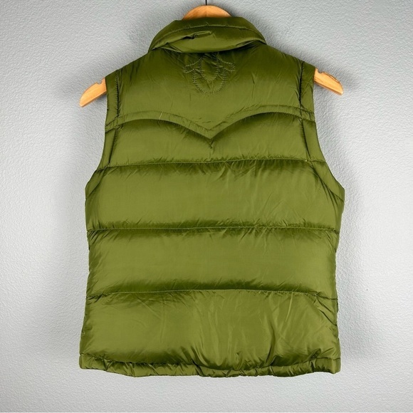 True Religion Green Down Puffer Vest Women's Size S - Picture 2 of 9